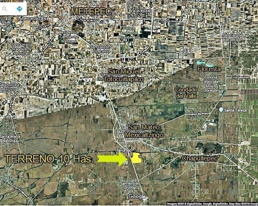Venta de Terreno de 9.2 Has a 10 mins de Metepec